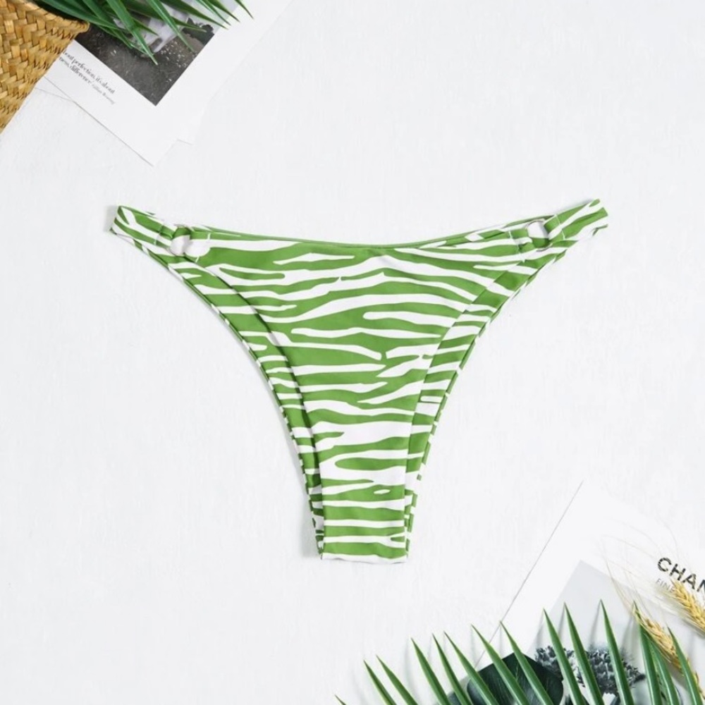 Green Zebra print bikini bottoms